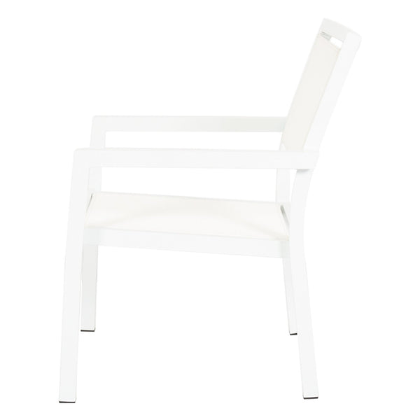 Sunset West Naples Stackable Club Chair With Frost Frame and Phifertex Fabric Sling In Frost - 1101-21