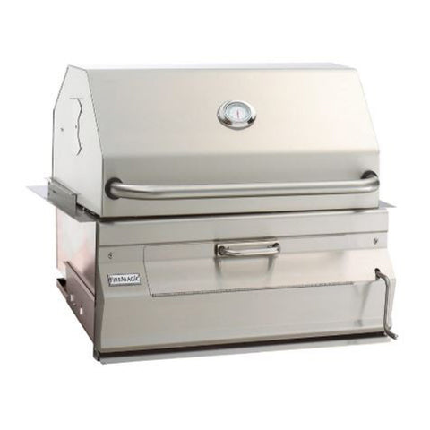 Fire Magic Legacy 30-Inch Charcoal Built-In Grill w/ Smoker Hood and Analog Thermometer - 14-SC01C-A