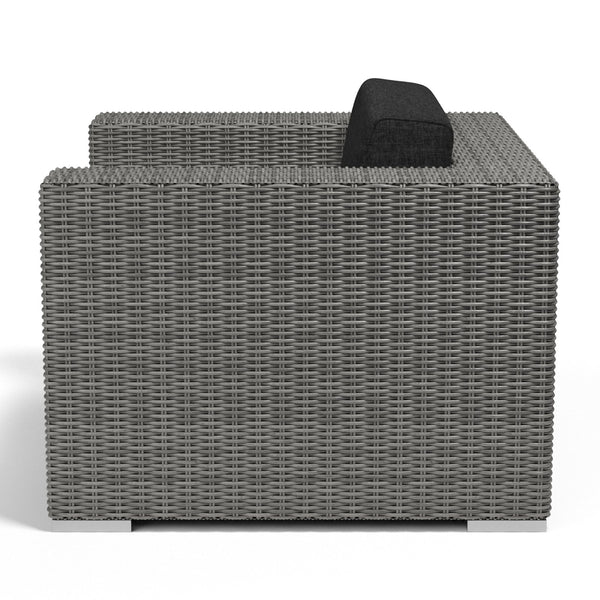 Sunset West Emerald II Steel Gray Wicker Club Chair With Sunbrella Fabric Cushions In Spectrum Carbon - 1802-21