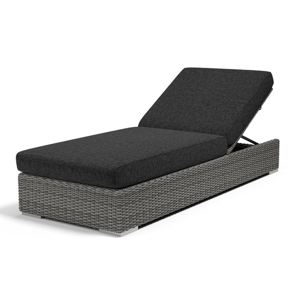 Sunset West Emerald II Steel Gray Wicker Single Adjustable Chaise With Sunbrella Fabric Cushion In Spectrum Carbon - 1802-9