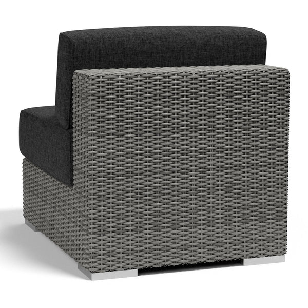 Sunset West Emerald II Steel Gray Wicker Armless Club Chair With Sunbrella Fabric Cushions In Spectrum Carbon - 1802-AC