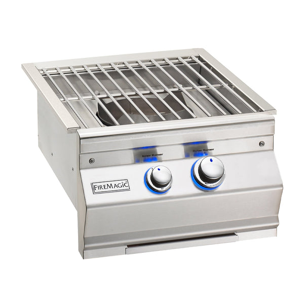 Fire Magic Aurora Propane Gas Built-In Power Burner w/ Stainless Steel Cooking Grid and Lid - 19-7B1P-0