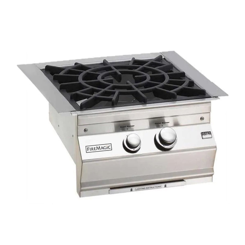 Fire Magic Classic Natural Gas Built-In Power Burner w/ Porcelain Coated Cast Iron Cooking Grids and Lid - 19-KB2N-0
