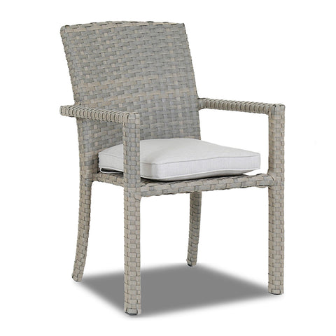 Sunset West Majorca Brushed Stone Resin Wicker Dining Chair With Sunbrella Cushion In Cast Silver - 2001-1