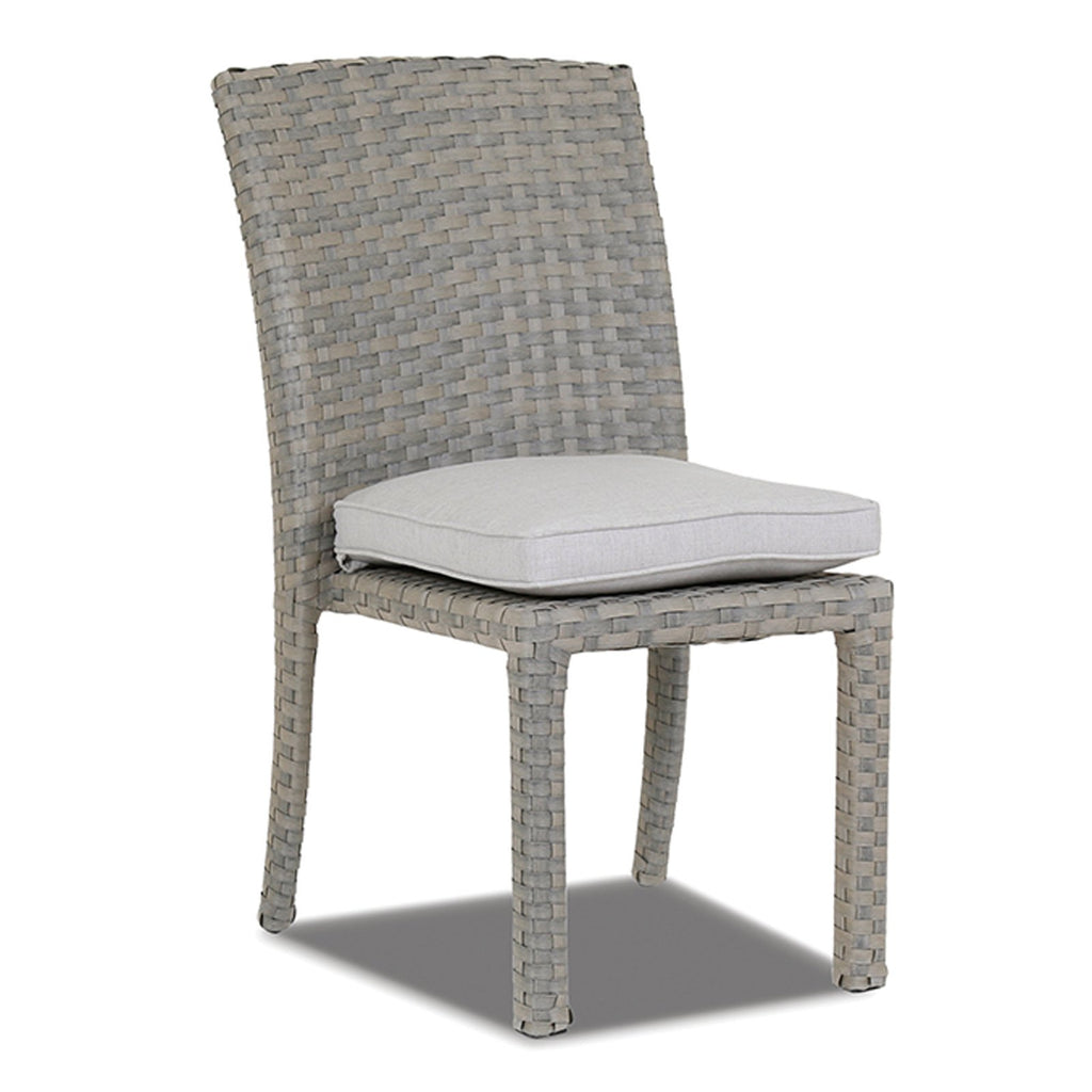 Sunset West Majorca Brushed Stone Resin Wicker Armless Dining Chair With Sunbrella Cushion In Cast Silver - 2001-1A