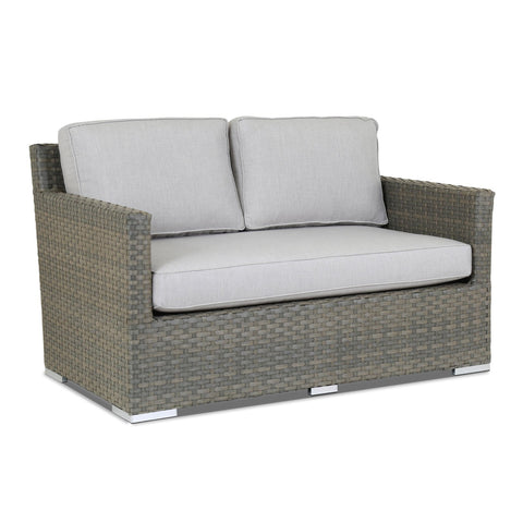 Sunset West Majorca Brushed Stone Resin Wicker Loveseat With Sunbrella Cushions In Cast Silver - 2001-22
