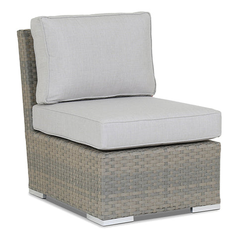 Sunset West Majorca Brushed Stone Resin Wicker Armless Club Chair With Sunbrella Cushions In Cast Silver - 2001-AC