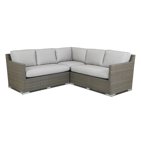 Sunset West Majorca Brushed Stone Resin Wicker 3 Piece Sectional With Sunbrella Cushions In Cast Silver - 2001-SEC