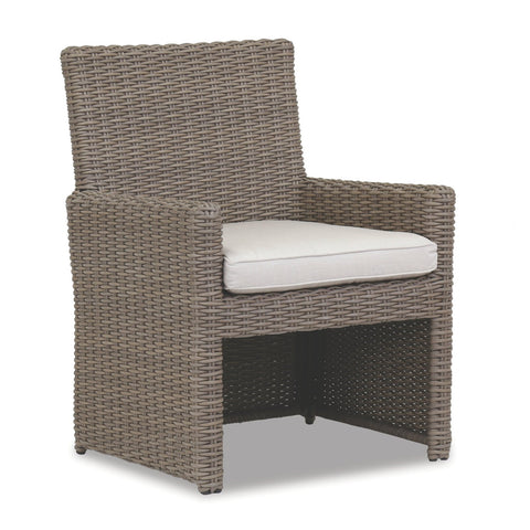Sunset West Coronado Driftwood Wicker Dining Chair With Sunbrella Fabric Cushion In Canvas Flax - 2101-1