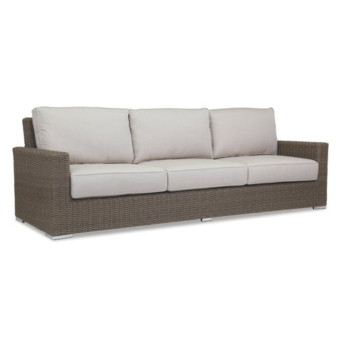 Sunset West Coronado Driftwood Wicker Sofa With Sunbrella Fabric Cushions In Canvas Flax - 2101-23