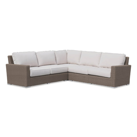 Sunset West Coronado 3 Piece Driftwood Wicker Sectional With Sunbrella Fabric Cushions In Canvas Flax - 2101-SEC