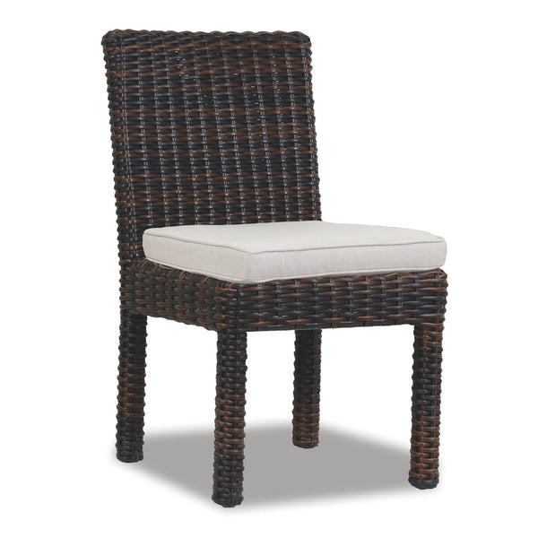 Sunset West Montecito Cognac Wicker Armless Dining Chair With Sunbrella Cushion In Canvas Flax - 2501-1A