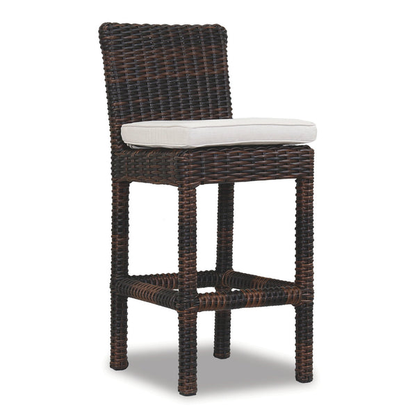Sunset West Montecito Cognac Wicker Counter Stool With Sunbrella Cushion In Canvas Flax - 2501-7C