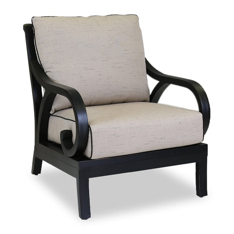 Sunset West Monterey Club Chair With Old World Copper Rub Frame And Sunbrella Fabric Cushions In Frequency Sand With Contrasting Walnut Welt Stitching - 3001-21