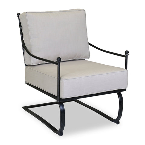 Sunset West Provence Club Rocker With Century Pewter Hand Brushed Frame and Sunbrella Cushions In Canvas Flax - 3201-21R