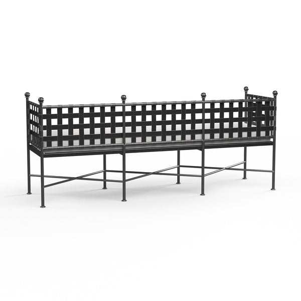 Sunset West Provence Garden Bench With Century Pewter Hand Brushed Frame and Sunbrella Cushion In Canvas Flax - 3201-BNCH