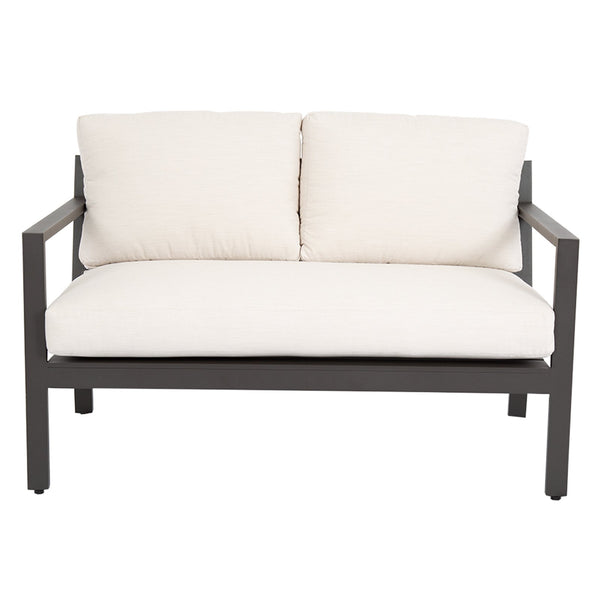 Sunset West Mesa Loveseat With Powder Coated Graphite Frame And Sunbrella Fabric Cushions In Cast Pumice - 321-22