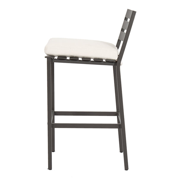 Sunset West Mesa Barstool With Powder Coated Graphite Frame And Sunbrella Fabric Cushion In Cast Pumice - 321-7B