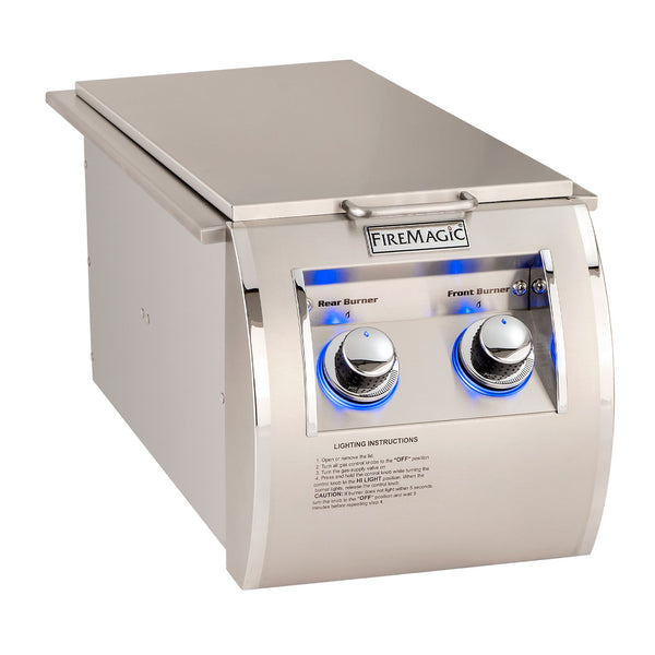 Fire Magic Echelon Propane Gas Built-In Double Side Burner w/ Stainless Steel Hinged Lid - 32815P