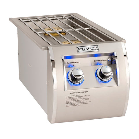 Fire Magic Echelon Natural Gas Built-In Double Side Burner w/ Stainless Steel Hinged Lid - 32815