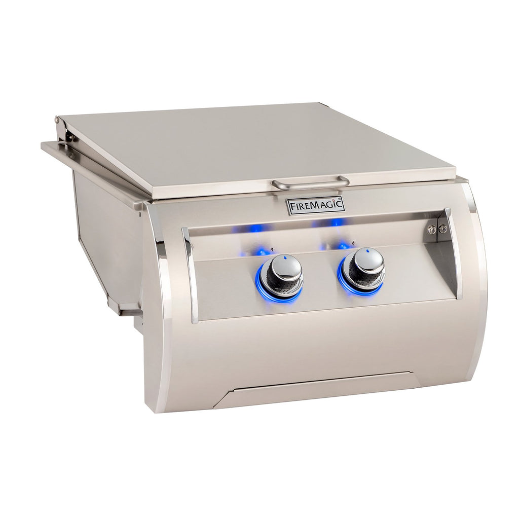 Fire Magic Echelon Natural Gas Built-In Double Infrared Searing Station w/ Stainless Steel Hinged Lid - 32885-1