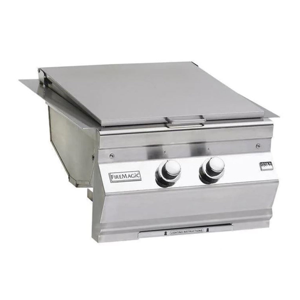 Fire Magic Classic Propane Gas Built-In Double Infrared Searing Station w/ Stainless Steel Hinged Lid - 3288K-1P