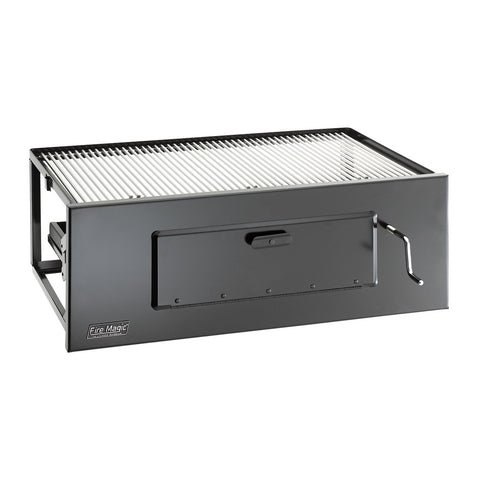 Fire Magic Lift-A-Fire 24.5-Inch Built-In Charcoal Grill w/ Adjustable Charcoal Tray and Easy Access Front Door (Cooking Grids not Included) - 3339