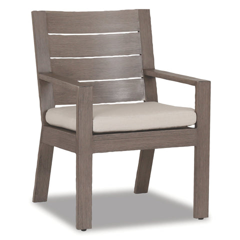 Sunset West Laguna Dining Chair With Powder Coated Driftwood Frame And Sunbrella Fabric Cushion In Canvas Flax - 3501-1