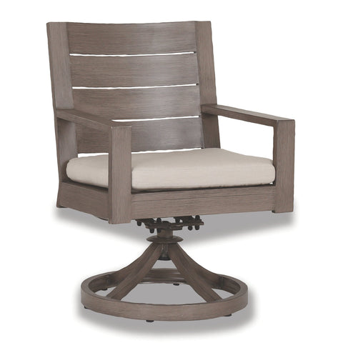 Sunset West Laguna Swivel Dining Chair With Powder Coated Driftwood Frame And Sunbrella Fabric Cushions In Canvas Flax - 3501-11
