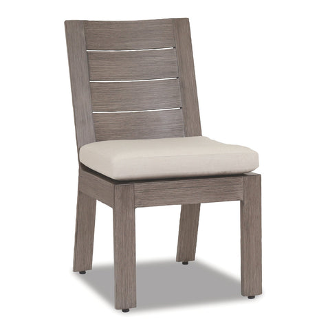 Sunset West Laguna Armless Dining Chair With Powder Coated Driftwood Frame And Sunbrella Fabric Cushion In Canvas Flax - 3501-1A