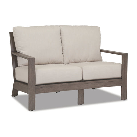 Sunset West Laguna Loveseat With Powder Coated Driftwood Frame And Sunbrella Fabric Cushions In Canvas Flax - 3501-22