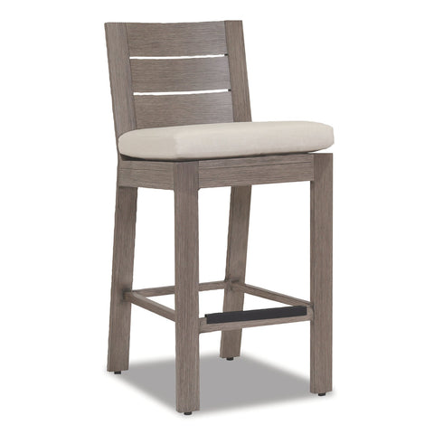 Sunset West Laguna Counter Stool With Powder Coated Driftwood Frame And Sunbrella Fabric Cushion In Canvas Flax - 3501-7C