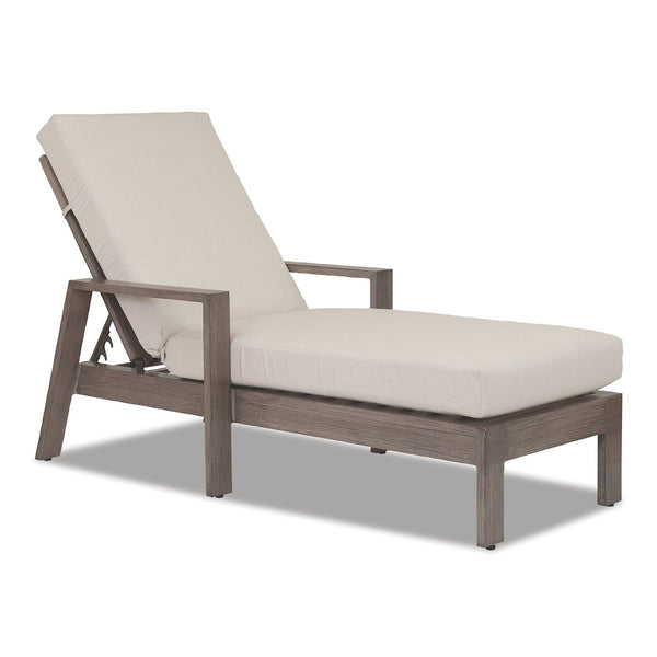 Sunset West Laguna Single Adjustable Chaise Lounge With Powder Coated Driftwood Frame And Sunbrella Fabric Cushions In Canvas Flax - 3501-9