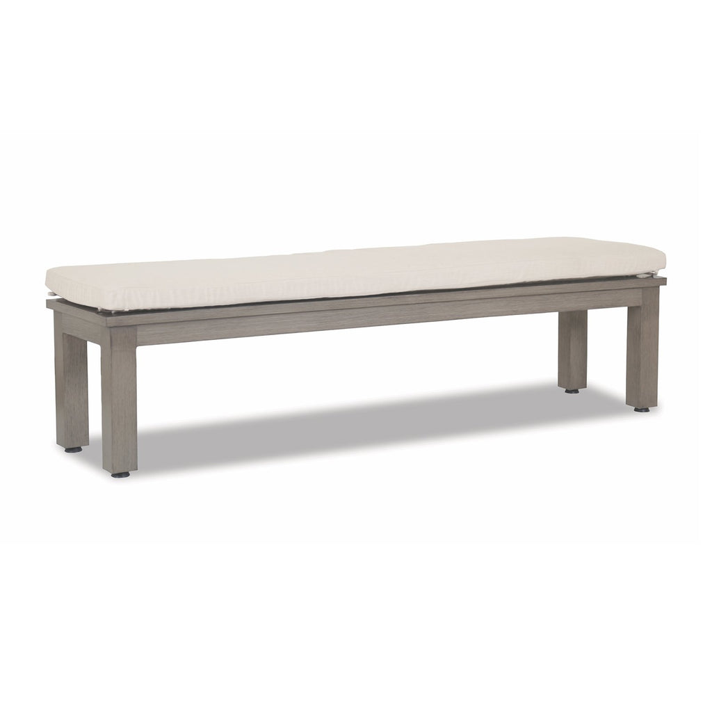Sunset West Laguna Dining Bench With Powder Coated Driftwood Frame And Sunbrella Fabric Cushion In Canvas Flax - 3501-BNCH