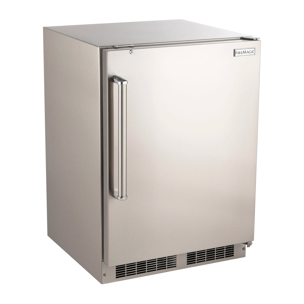 Fire Magic 24-Inch Outdoor Rated Refrigerator w/ Stainless Steel Squared Edge Premium Door w/ Lock (Right Hinge) - 3589-DR