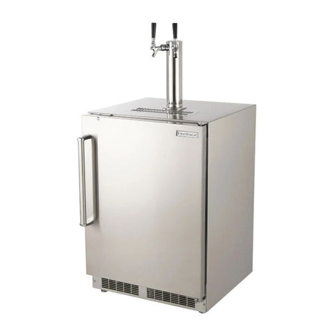 Fire Magic 24-Inch Outdoor Rated Dual Tap Kegerator w/ Stainless Steel Squared Edge Premium Door w/ Lock (Right Hinge) - 3594-DR