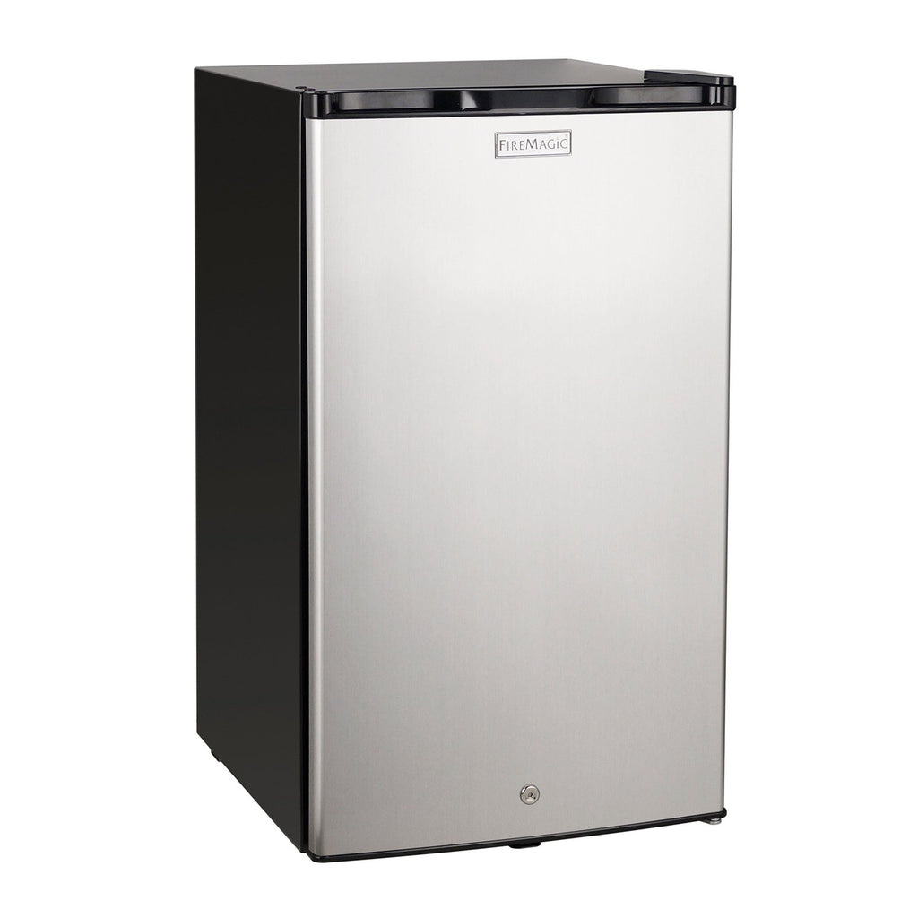 Fire Magic Premium 20-Inch Refrigerator w/ Stainless Steel Door, Black Body and Door Lock (Reversible Hinge) - 3598