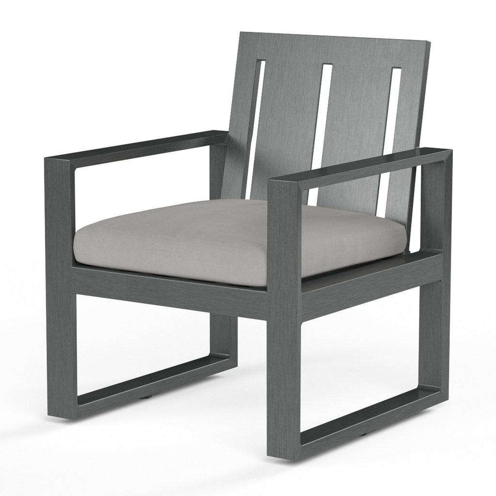 Sunset West Redondo Dining Chair With Hand Brushed Slate Frame and Sunbrella Fabric Cushion In Cast Silver - 3801-1