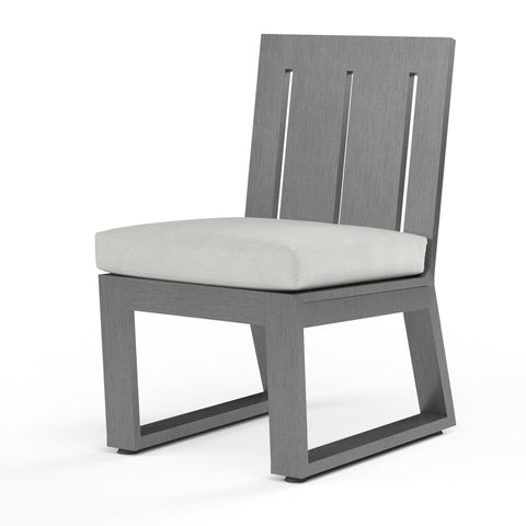 Sunset West Redondo Armless Dining Chair With Hand Brushed Slate Frame and Sunbrella Fabric Cushion In Cast Silver - 3801-1A