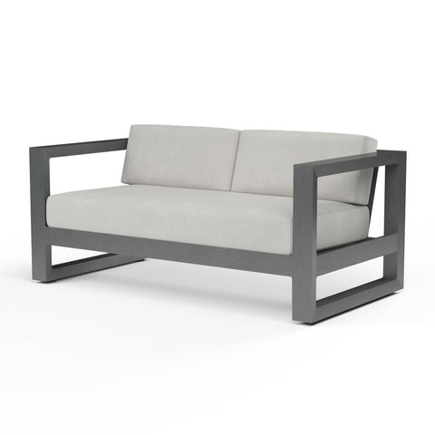 Sunset West Redondo Loveseat With Hand Brushed Slate Frame and Sunbrella Fabric Cushions In Cast Silver - 3801-22