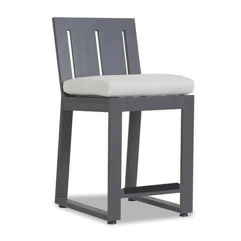 Sunset West Redondo Barstool With Hand Brushed Slate Frame and Sunbrella Fabric Cushion In Cast Silver - 3801-7B