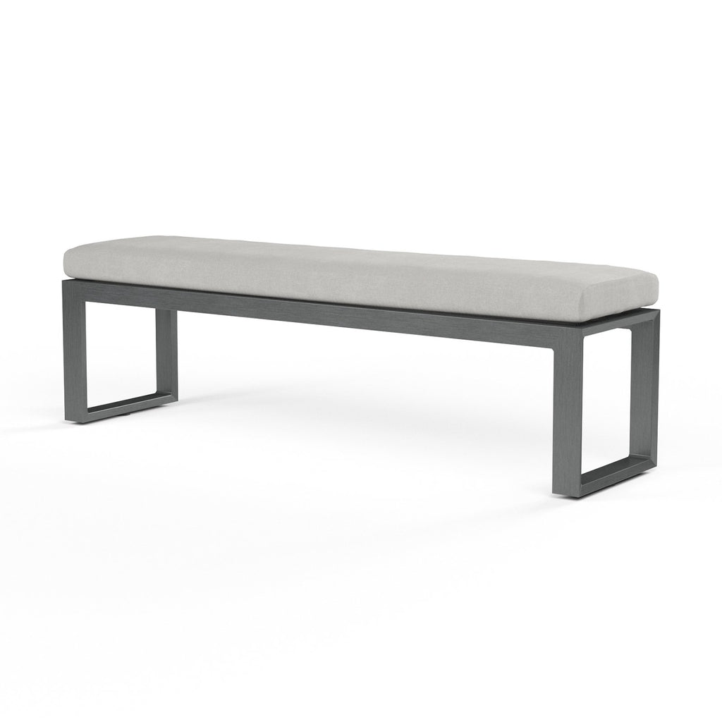 Sunset West Redondo Dining Bench With Hand Brushed Slate Frame and Sunbrella Fabric Cushion In Cast Silver - 3801-BNCH