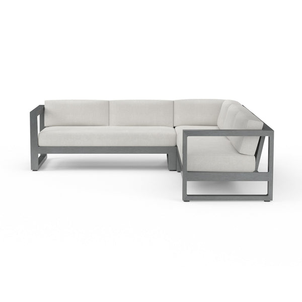 Sunset West Redondo 3 Piece Sectional With Hand Brushed Slate Frame and Sunbrella Fabric Cushions In Cast Silver - 3801-SEC