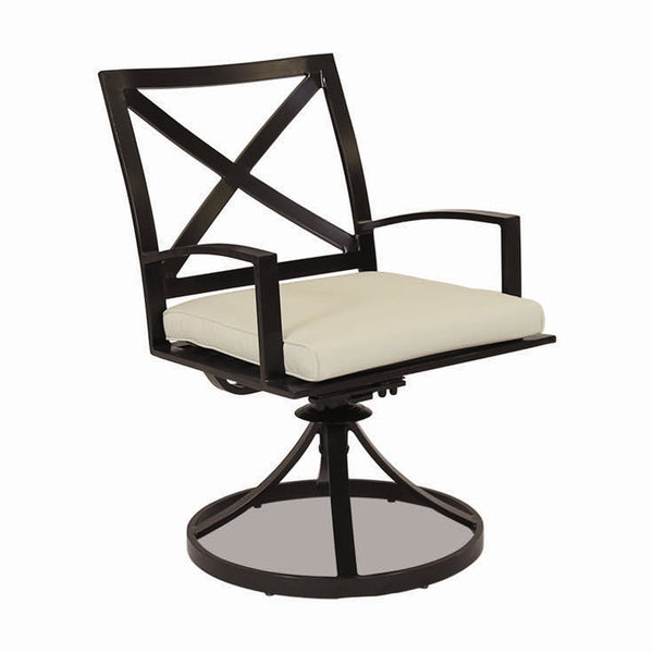Sunset West La Jolla Swivel Dining Chair With Espresso Frame And Sunbrella Fabric Cushion In Canvas Flax - 401-11