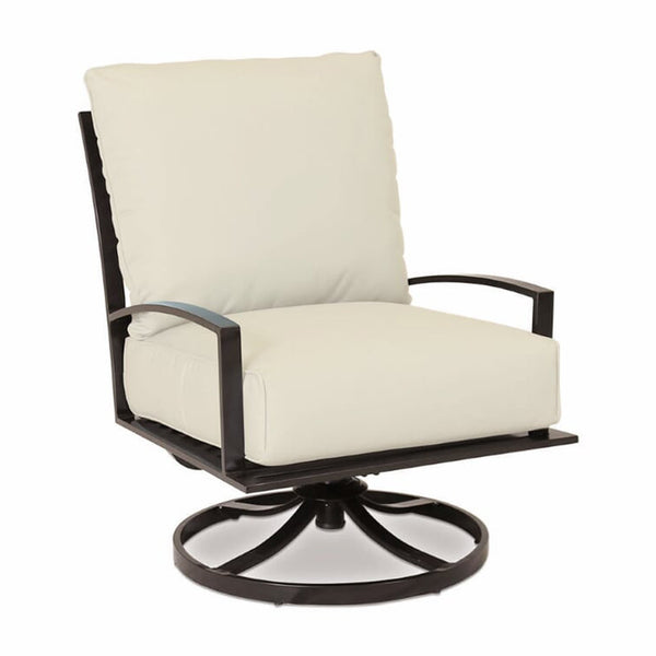 Sunset West La Jolla Swivel Rocking Club Chair With Espresso Frame And Sunbrella Fabric Cushions In Canvas Flax - 401-21SR