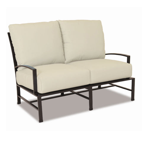 Sunset West La Jolla Loveseat With Espresso Frame And Sunbrella Fabric Cushions In Canvas Flax - 401-22