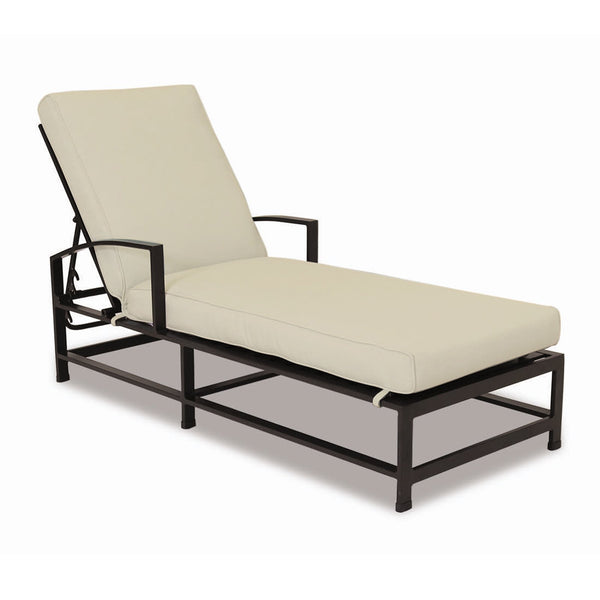 Sunset West La Jolla Single Adjustable Chaise With Espresso Frame And Sunbrella Fabric Cushions In Canvas Flax - 401-9