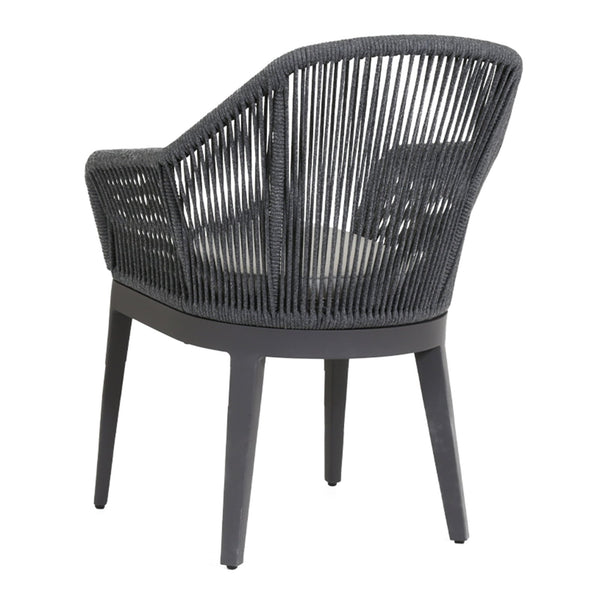 Sunset West Milano Charcoal Grey Rope Wrapped Dining Chair With Sunbrella Cushion In Echo Ash - 4101-1