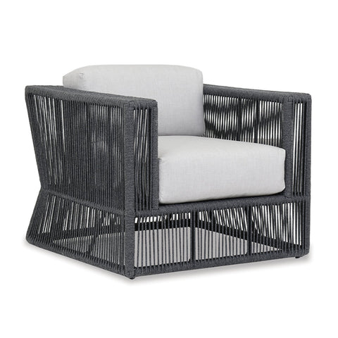 Sunset West Milano Charcoal Grey Rope Wrapped Club Chair With Sunbrella Cushions In Echo Ash - 4101-21