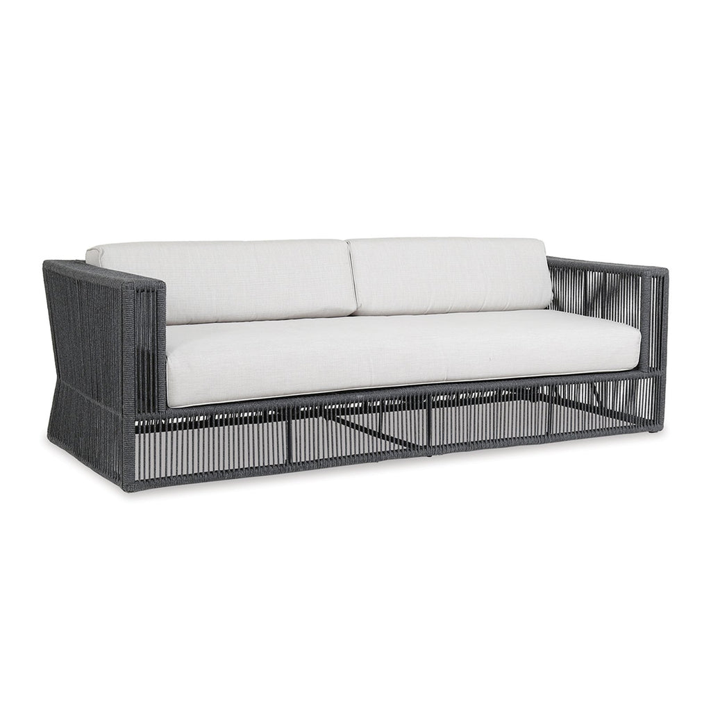 Sunset West Milano Charcoal Grey Rope Wrapped Sofa With Sunbrella Cushions In Echo Ash - 4101-23